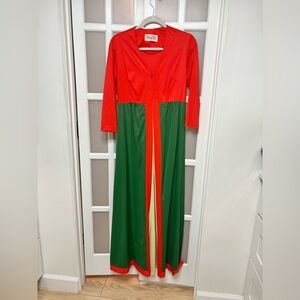 Vintage Vanity Fair Colorblock Maxi Dress Red Green Cream Mod 70s Size 12